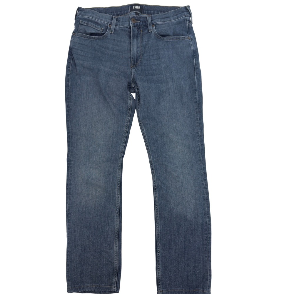 Paige Federal Slim Straight Jeans 30x28 Medium Blue Stretch Made in USA Denim
